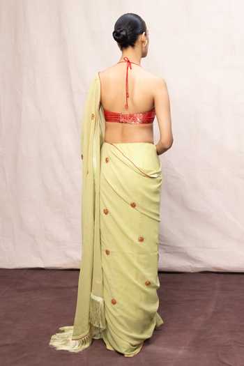 Ekaya Banaras Floral Embroidered Saree With Running Blouse 