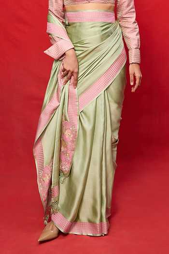 Ekaya Banaras Satin Handwoven Saree With Running Blouse 