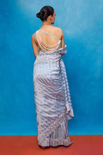 Ekaya Banaras Stripe Woven Saree With Running Blouse 