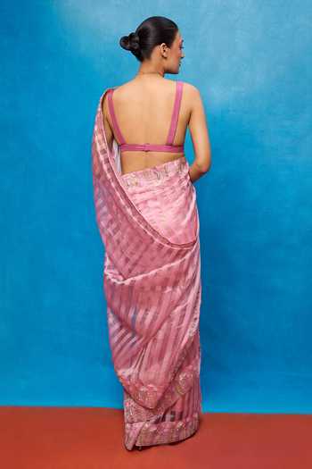 Ekaya Banaras Stripe Pattern Saree With Running Blouse 