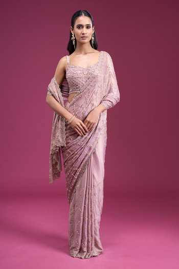 Samyukta Singhania Handwork Chinon Saree With Blouse 