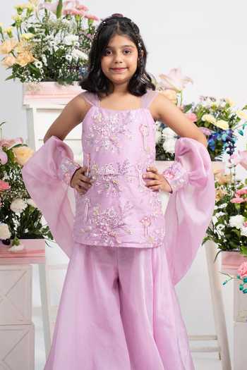 Kirti Agarwal - Pret N Couture Lavender Silk, Organza, Satin, Net Embroidered Kurta Sharara Set Online at Aza Fashions Kirti Agarwal - Pret N Couture_Lavender Silk, Organza, Satin, Net Embroidered Kurta Sharara Set _Online_at_Aza_Fashions