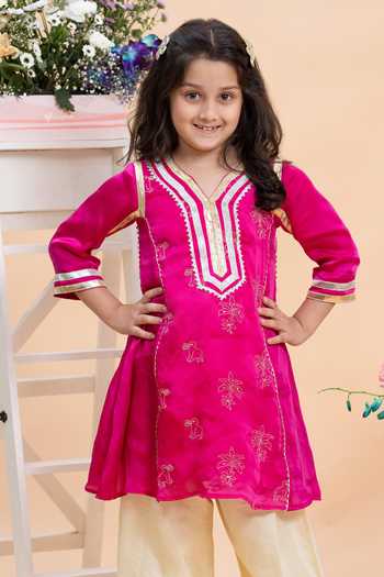 Kirti Agarwal - Pret N Couture Fuchsia Silk, Cotton, Satin Embroidered Kurta And Salwar Set Online at Aza Fashions Kirti Agarwal - Pret N Couture_Fuchsia Silk, Cotton, Satin Embroidered Kurta And Salwar Set _Online_at_Aza_Fashions