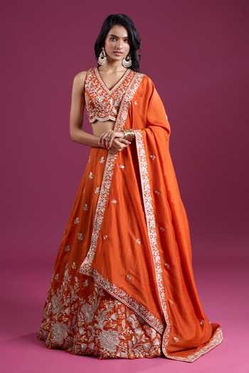 Samyukta Singhania Sequinned & Zari Embroidered Tissue Lehenga Set 