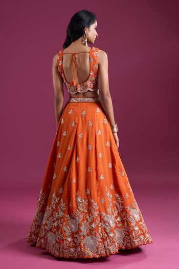Samyukta Singhania Sequinned & Zari Embroidered Tissue Lehenga Set 