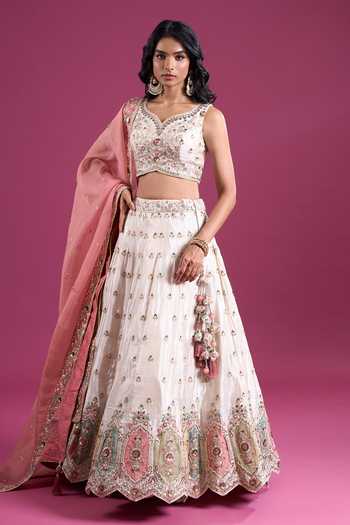 Samyukta Singhania Sequinned & Zari Embroidered Tissue Lehenga Set 