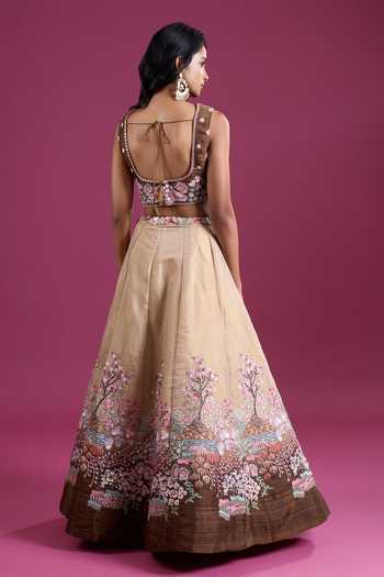 Samyukta Singhania Sequinned & Zari Embroidered Net Lehenga Set 