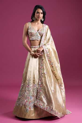 Samyukta Singhania Sequinned & Zari Embroidered Tissue Lehenga Set 