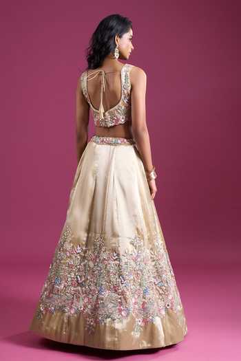 Samyukta Singhania Sequinned & Zari Embroidered Tissue Lehenga Set 