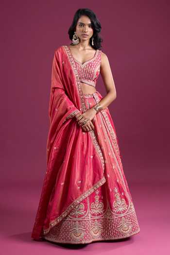 Samyukta Singhania Sequins Embroidered Tissue Lehenga Set With Dupatta 