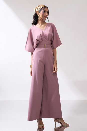 Naintara Bajaj_Pink Rose Dust Jumpsuit With Belt _at_Aza_Fashions