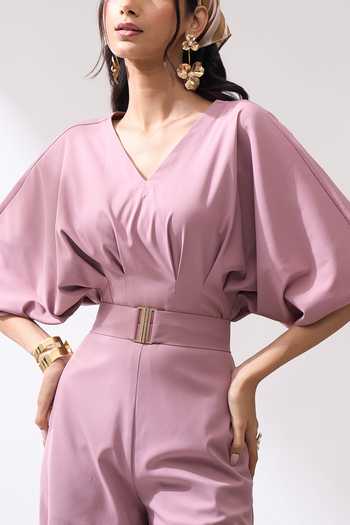 Shop_Naintara Bajaj_Pink Rose Dust Jumpsuit With Belt 