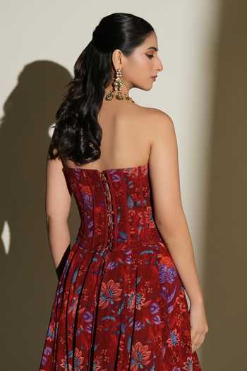 Kiyohra Scarlet Print Corset With Lehenga 