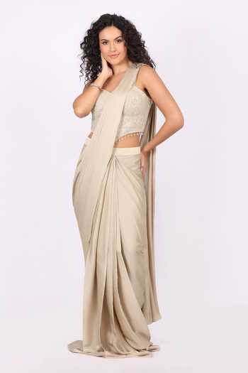 Soniya G Pre-Draped Saree & Embellished Blouse Set 
