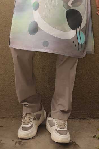 Dev Ki Raha_Multi Color Silk, Cotton Light Action Abstract Print Kurta Set _Online_at_Aza_Fashions