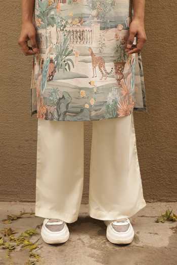 Shop_Dev Ki Raha_Multi Color Silk, Cotton Meter Full Cityscape Print Kurta Set _Online_at_Aza_Fashions