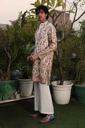 Shop_Dev Ki Raha_Multi Color Georgette Gulmored Floral Embroidered Kurta Set _Online_at_Aza_Fashions