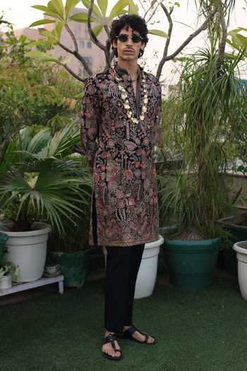 Buy_Dev Ki Raha_Multi Color Georgette Zulfikar Embroidered Kurta Set _Online_at_Aza_Fashions