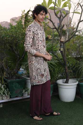 Dev Ki Raha_Multi Color Georgette Aabroo Printed Kurta Set _Online_at_Aza_Fashions