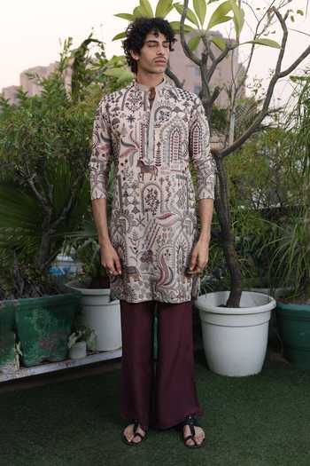 Buy_Dev Ki Raha_Multi Color Georgette Aabroo Printed Kurta Set _Online_at_Aza_Fashions