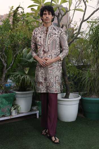 Dev Ki Raha_Multi Color Georgette Aabroo Printed Kurta Set _at_Aza_Fashions