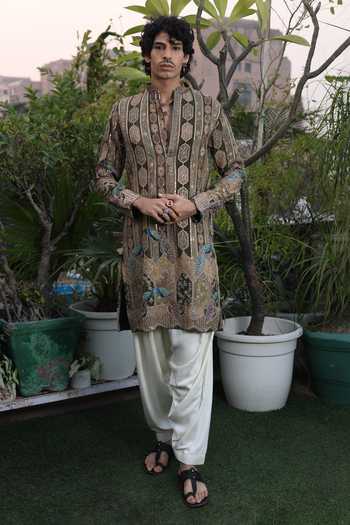 Buy_Dev Ki Raha_Multi Color Silk Kohinoor Embroidered Kurta Set 