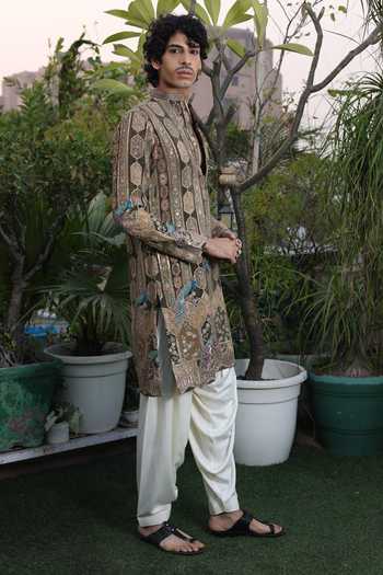 Shop_Dev Ki Raha_Multi Color Silk Kohinoor Embroidered Kurta Set 