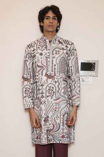 Dev Ki Raha_Multi Color Georgette Neel Garh Embroidered Kurta Set _at_Aza_Fashions