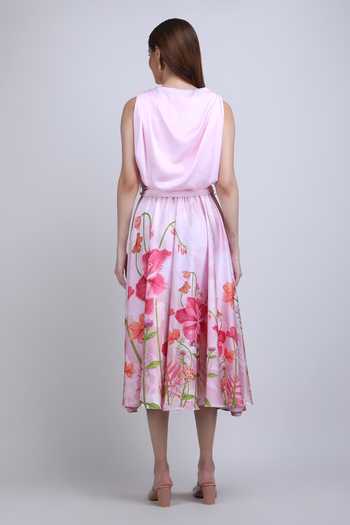Mandira Wirk Blush Floral Midi Dress 
