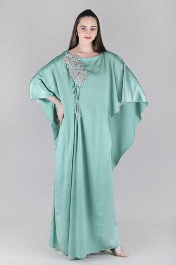 Mandira Wirk Jade Embellished Sumo Satin Kaftan 