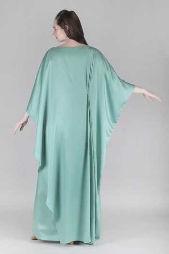 Mandira Wirk Jade Embellished Sumo Satin Kaftan 