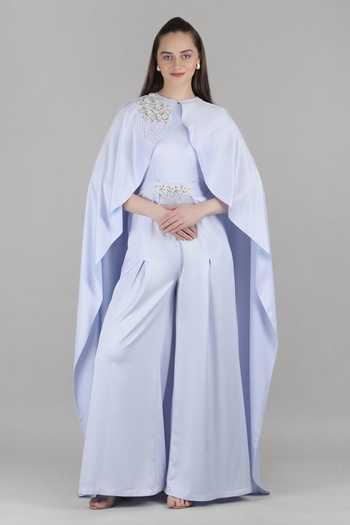 Mandira Wirk Powder Layered Jumpsuit With Belt 