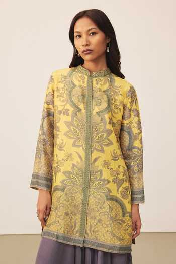 Ritu Kumar Yellow Myra Floral Print Kurta 