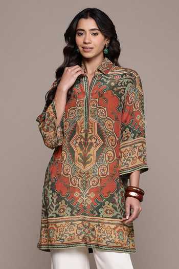 Ritu Kumar Rust Ambi Collar Neck Full Sleeves Shirt 