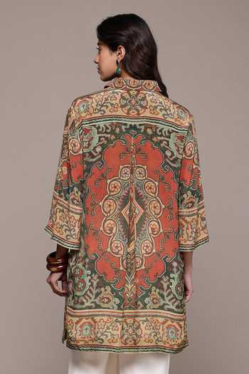 Ritu Kumar Rust Ambi Collar Neck Full Sleeves Shirt 