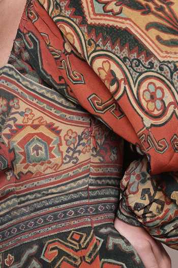 Buy Ritu Kumar Orange Viscose, Crepe Square Neck Rust Ambi Full Sleeves Long Dress Online at Aza Fashions Buy_Ritu Kumar_Orange Viscose, Crepe Square Neck Rust Ambi Full Sleeves Long Dress _Online_at_Aza_Fashions