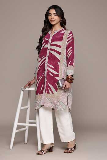 Ritu Kumar Pink Cascade Band Collar Tunic 