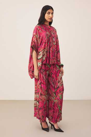 Ritu Kumar Pink Lurex V-neck Fiza Printed Kurta And Palazzo Set Online at Aza Fashions Ritu Kumar_Pink Lurex V-neck Fiza Printed Kurta And Palazzo Set _Online_at_Aza_Fashions