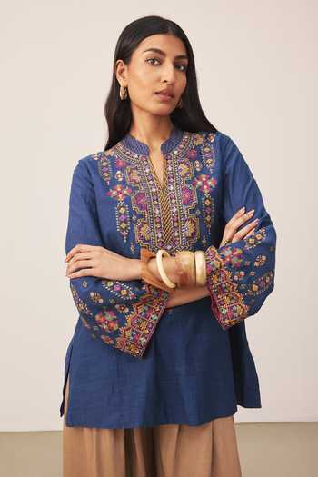 Ritu Kumar Blue Lara Embroidered Kurta 