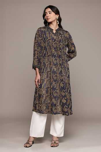 Buy Ritu Kumar Black Viscose, Chinon Mandarin Collar Aplooza Full Sleeves Kurta Online at Aza Fashions Buy_Ritu Kumar_Black Viscose, Chinon Mandarin Collar Aplooza Full Sleeves Kurta _Online_at_Aza_Fashions
