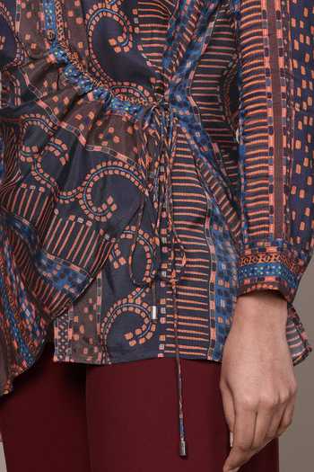 Buy Ritu Kumar Brown Silk, Viscose Collared Moselles Printed Shirt Online at Aza Fashions Buy_Ritu Kumar_Brown Silk, Viscose Collared Moselles Printed Shirt _Online_at_Aza_Fashions