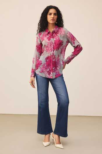 Buy_Ritu Kumar_Purple Viscose, Chinon Collared Khizan Shirt _Online_at_Aza_Fashions