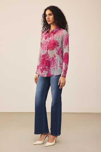Shop_Ritu Kumar_Purple Viscose, Chinon Collared Khizan Shirt _Online_at_Aza_Fashions