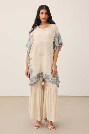 Ritu Kumar Pannkhuri Border Embroidered Kurta & Gharara Set 