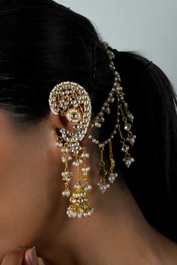 Shlok Jewels Pearl Drop Embellished Earrings 