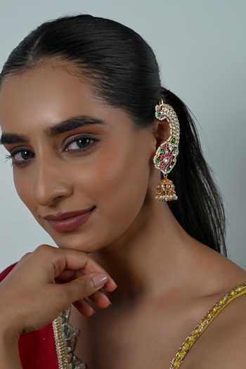 Shlok Jewels Jadau Kundan Embellished Jhumka Ear Cuffs 