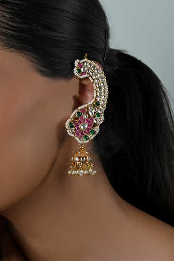 Shlok Jewels Jadau Kundan Embellished Jhumka Ear Cuffs 