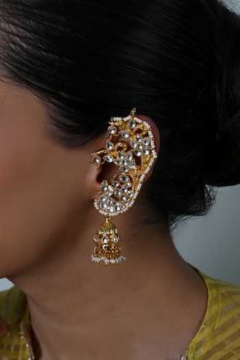 Shlok Jewels Stone Embellished Ear Cuff Jhumkas 