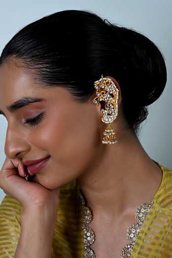 Shlok Jewels Stone Embellished Ear Cuff Jhumkas 