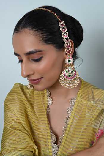 Shlok Jewels_Multi Color Stone Embellished Earrings _Online_at_Aza_Fashions